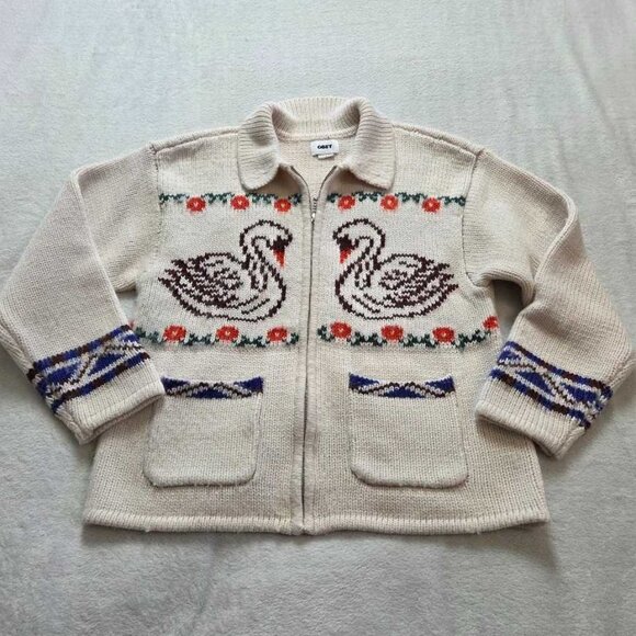 Obey Sweaters - S Obey knit swans wool blend zip up cardigan sweater